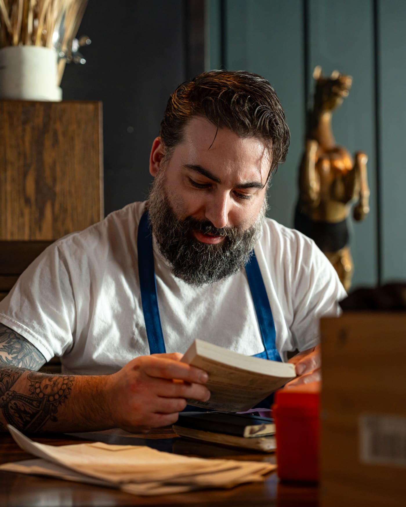 Chef reviewing the evening menu at Notte