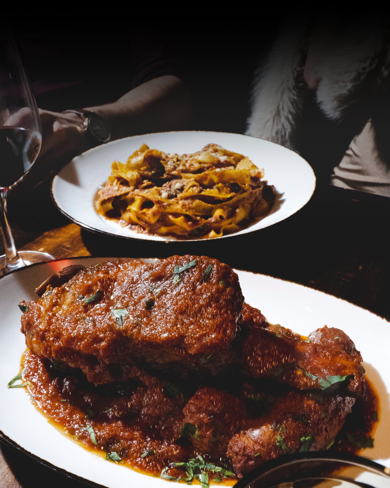 Sunday Gravy dish with slow-braised meat and tagliatelle at Notte Ristorante