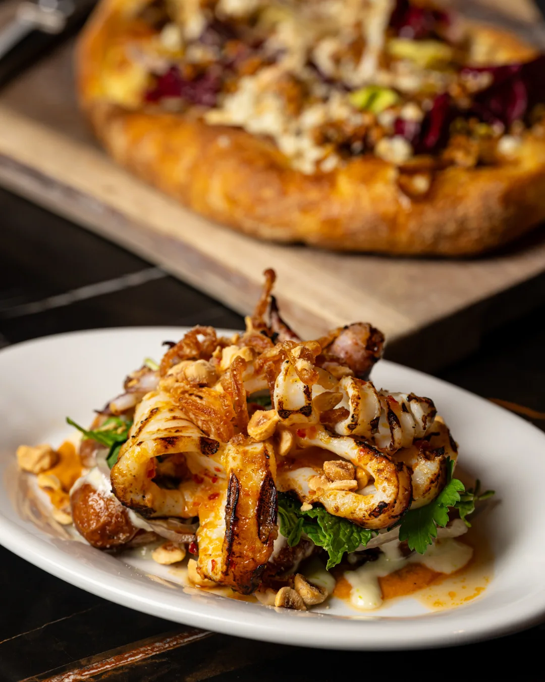 Grilled calamari dish at Notte Ristorante